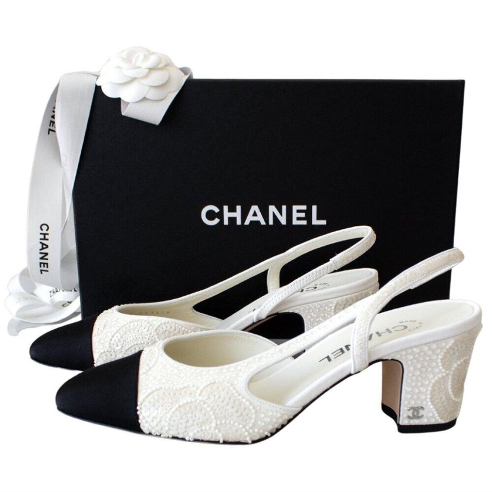 Chanel 2024 embellished slingback heels 39.5 - Picture 2 of 12